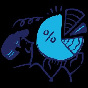 man studying a pie chart