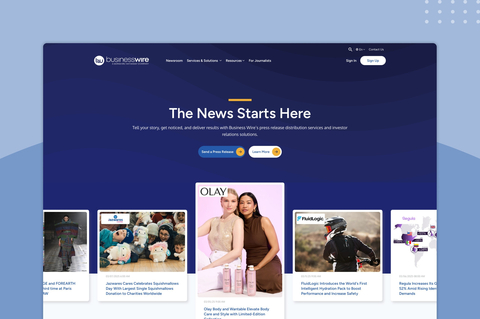 thumbnail The redesigned homepage showcases press releases from Business Wire clients.
