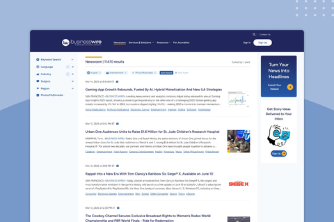 thumbnail Business Wire's newsroom now features enhanced search capabilities, making it easier to find news of interest.