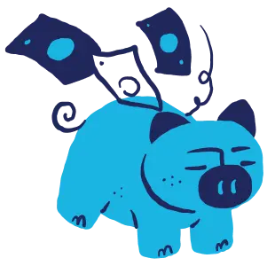 piggy bank with money flowing in